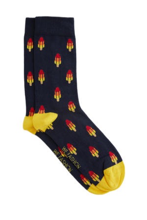 sokken met all over print donkerblauw