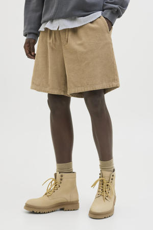 corduroy wide leg bermuda short lichtbruin