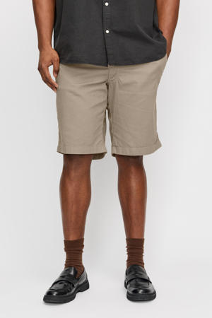 linnen loose fit short lichtbruin