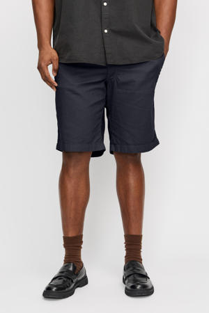 linnen loose fit short donkerblauw