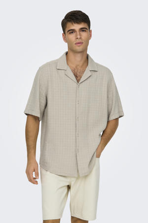 casual overhemd met textuur taupe