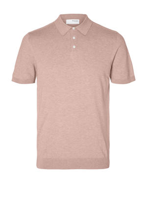 regular polo SLHBERG fijn gebreid roze