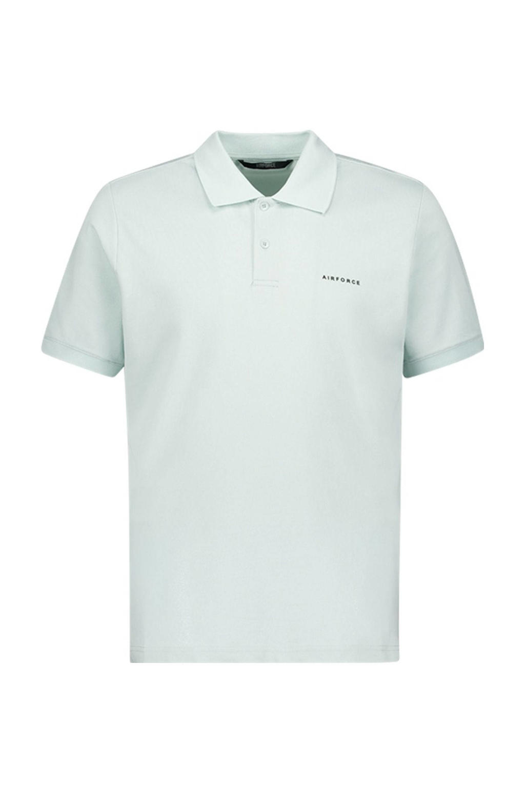 Lichtblauwe heren Airforce regular polo van katoen met logo dessin, korte mouwen, klassieke kraag en knoopsluiting
