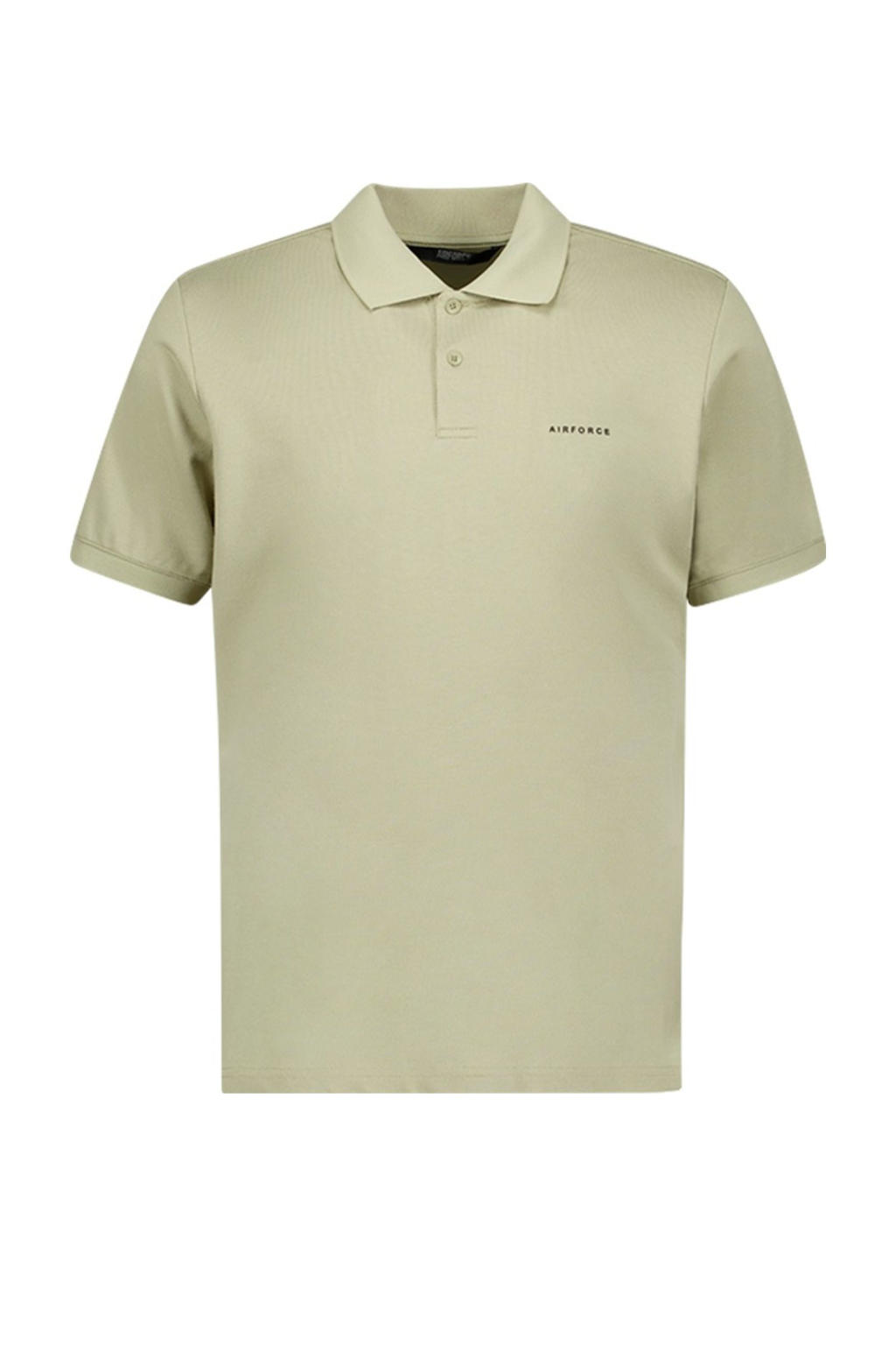 Lichtgroene heren Airforce regular polo van katoen met effen, korte mouwen, klassieke kraag en knoopsluiting