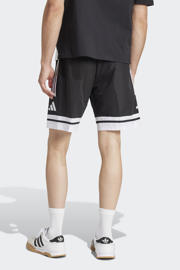 thumbnail: Zwart en witte heren adidas Performance voetbalshort van polyester met elastische tailleband met koord