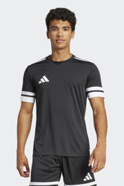 thumbnail: Zwart en witte heren adidas Performance voetbalshirt van polyester met korte mouwen en ronde hals