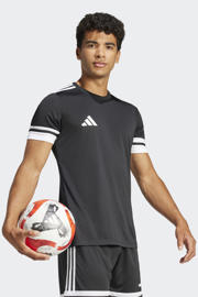 thumbnail: Zwart en witte heren adidas Performance voetbalshirt van polyester met korte mouwen en ronde hals