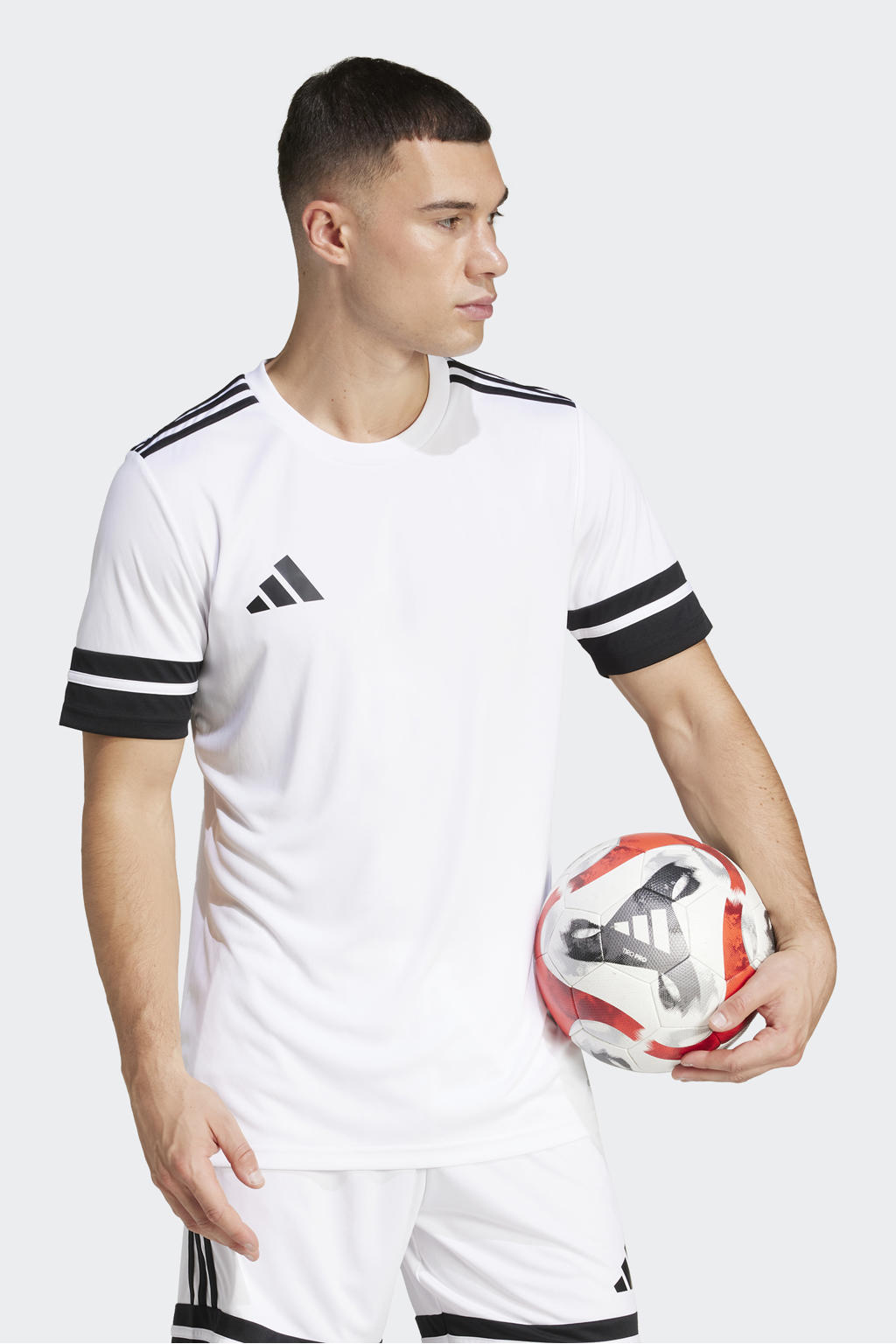 Wit en zwarte heren adidas Performance voetbalshirt van polyester met korte mouwen en ronde hals