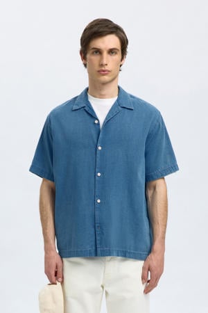 denim relaxed fit overhemd SLHRLXRICK blauw