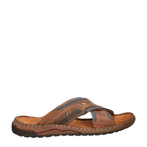   leren slippers cognac