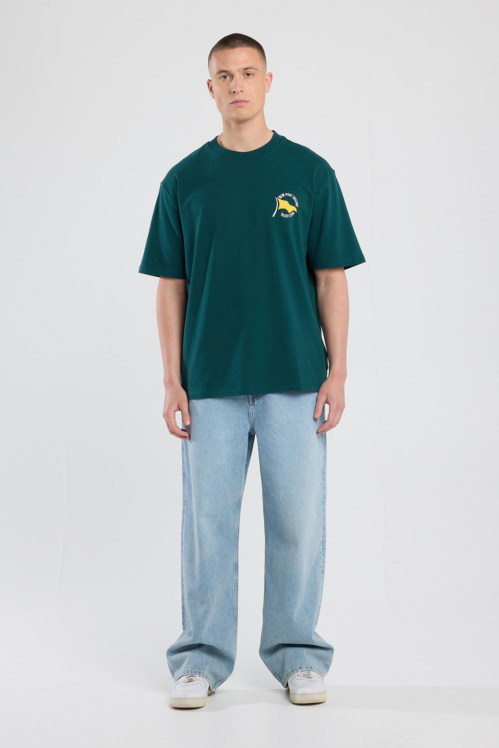 Donkergroene heren America Today T-shirt van katoen met printopdruk, korte mouwen en ronde hals