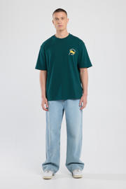 thumbnail: Donkergroene heren America Today T-shirt van katoen met printopdruk, korte mouwen en ronde hals