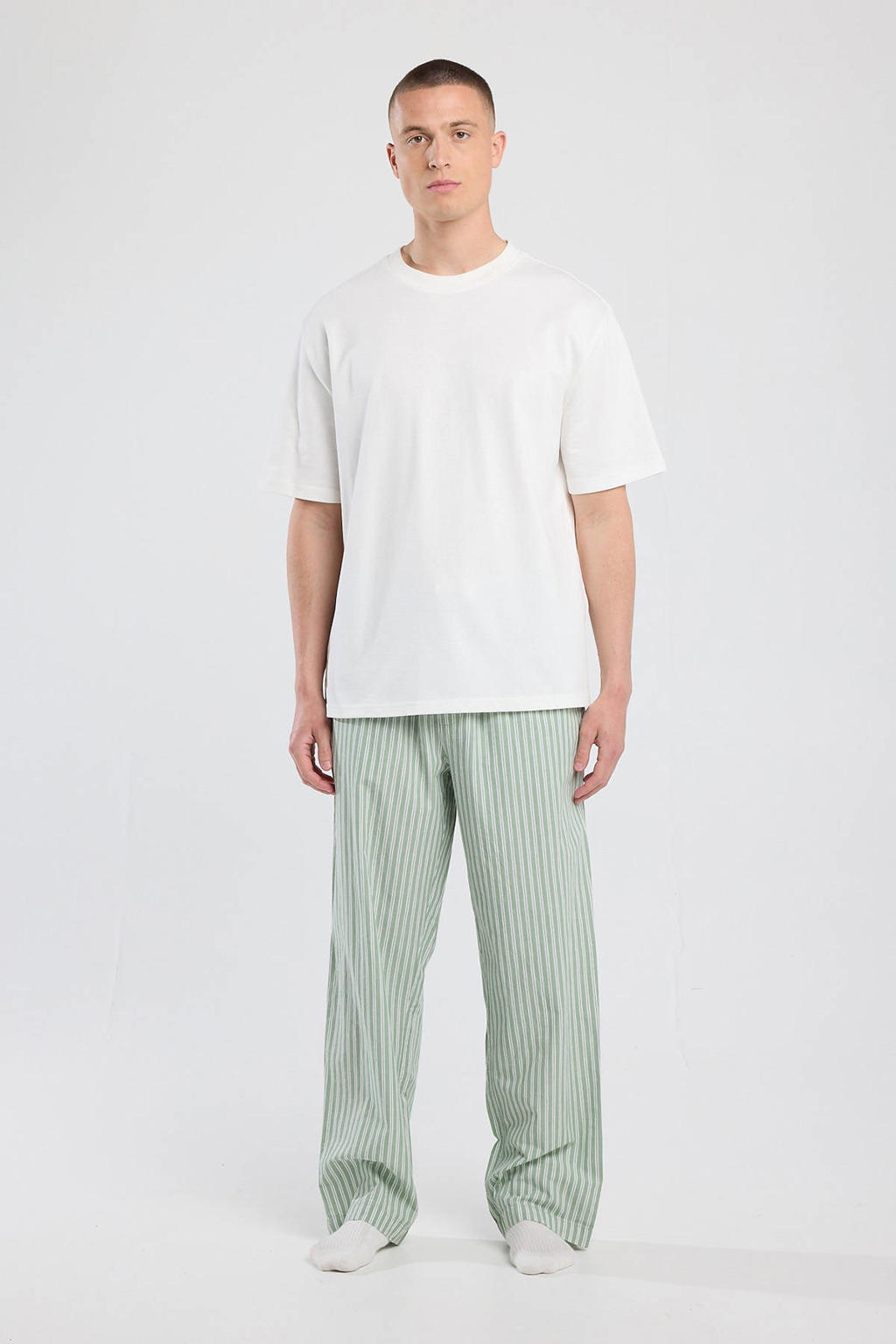 America Today pyjamabroek Lio groen/wit