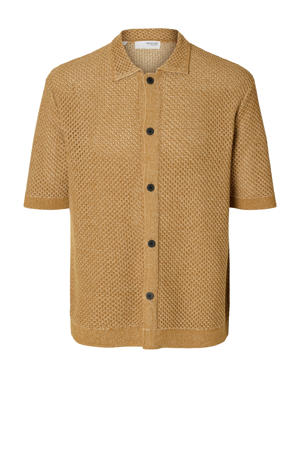 casual overhemd gebreid camel