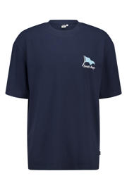 thumbnail: Donkerblauwe heren America Today T-shirt van katoen met backprint, korte mouwen en ronde hals