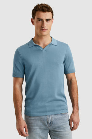regular polo fijn gebreid blauw