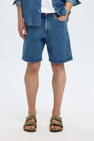 denim regular short SLHREG ALEX blauw