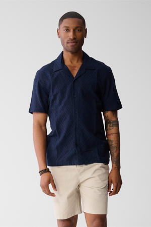 casual overhemd met textuur blauw