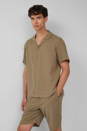 casual overhemd met textuur bruin