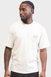 thumbnail: Ecru heren Redefined Rebel T-shirt van katoen met backprint, korte mouwen en ronde hals