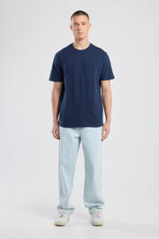 thumbnail: Donkerblauwe heren America Today regular T-shirt van katoen met effen, korte mouwen en ronde hals