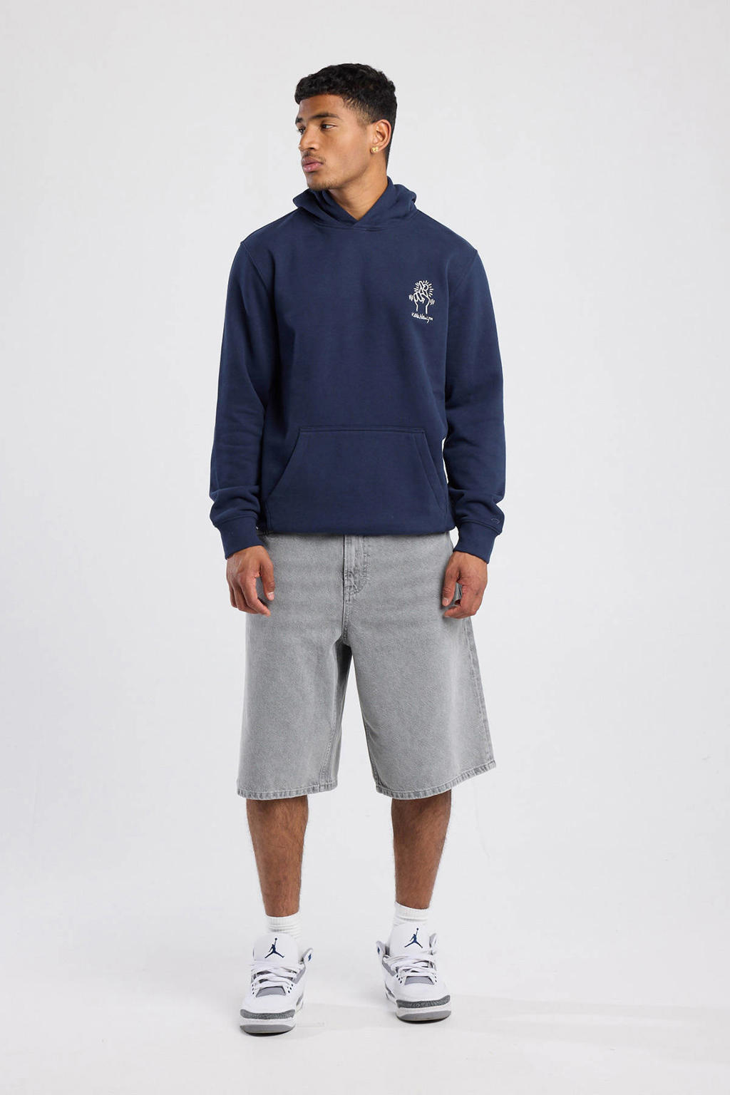 America Today loose denim short grijs