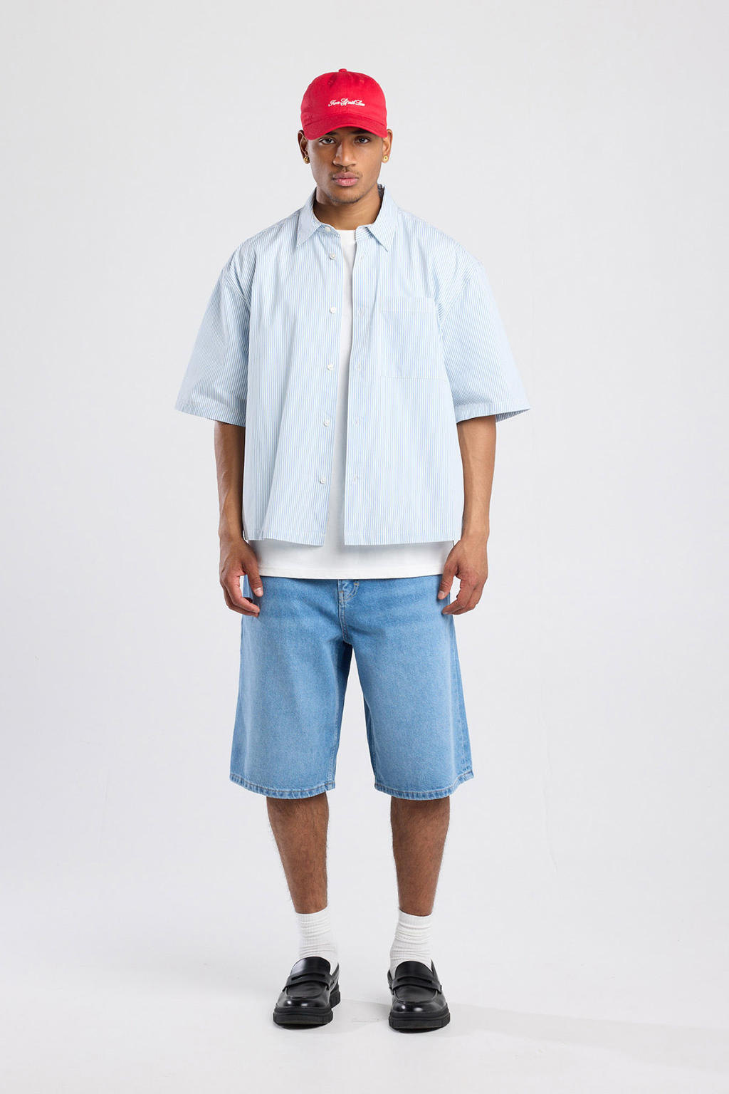 America Today loose denim short blauw