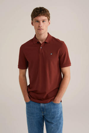 slim polo met textuur rood