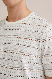 thumbnail: Ecru heren WE Fashion T-shirt van katoen met korte mouwen en ronde hals