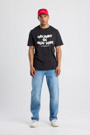 thumbnail: Zwarte heren America Today regular T-shirt van katoen met printopdruk, korte mouwen en ronde hals