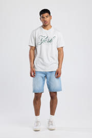 thumbnail: Lichtgrijze heren America Today regular T-shirt van katoen met printopdruk, korte mouwen en ronde hals