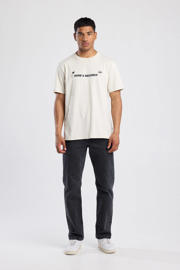 thumbnail: Ecru heren America Today regular T-shirt van katoen met backprint, korte mouwen en ronde hals