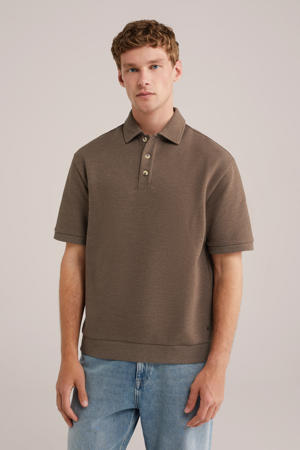 loose polo met textuur bruin