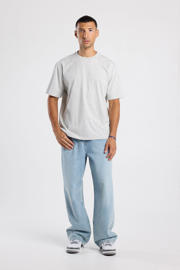thumbnail: Lichtgrijze heren America Today relaxed T-shirt van katoen met effen, korte mouwen en ronde hals