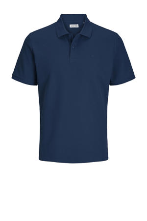 regular polo met ingebreid patroon donkerblauw