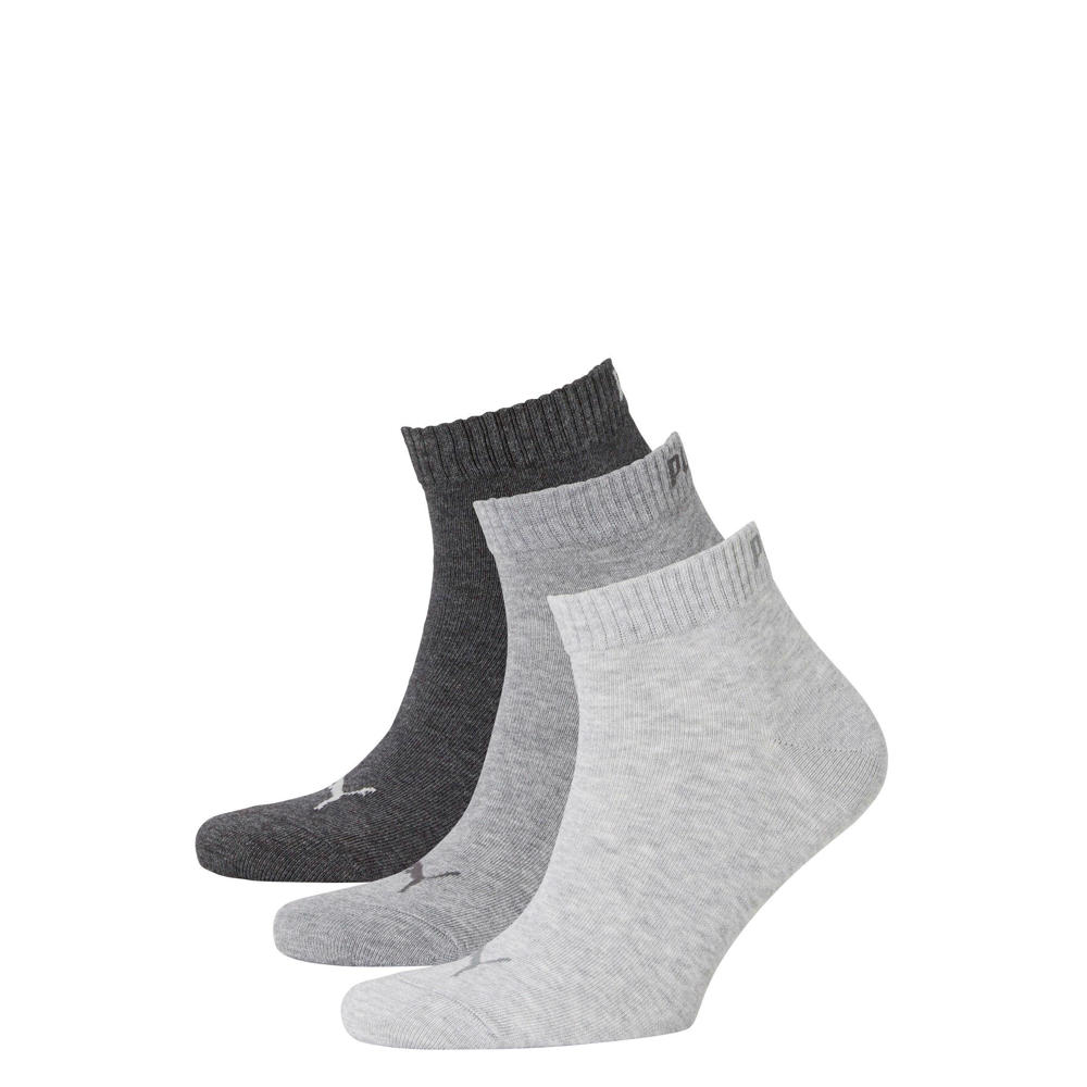 Puma   sportsokken - set van 3 antraciet/grijs/lichtgrijs