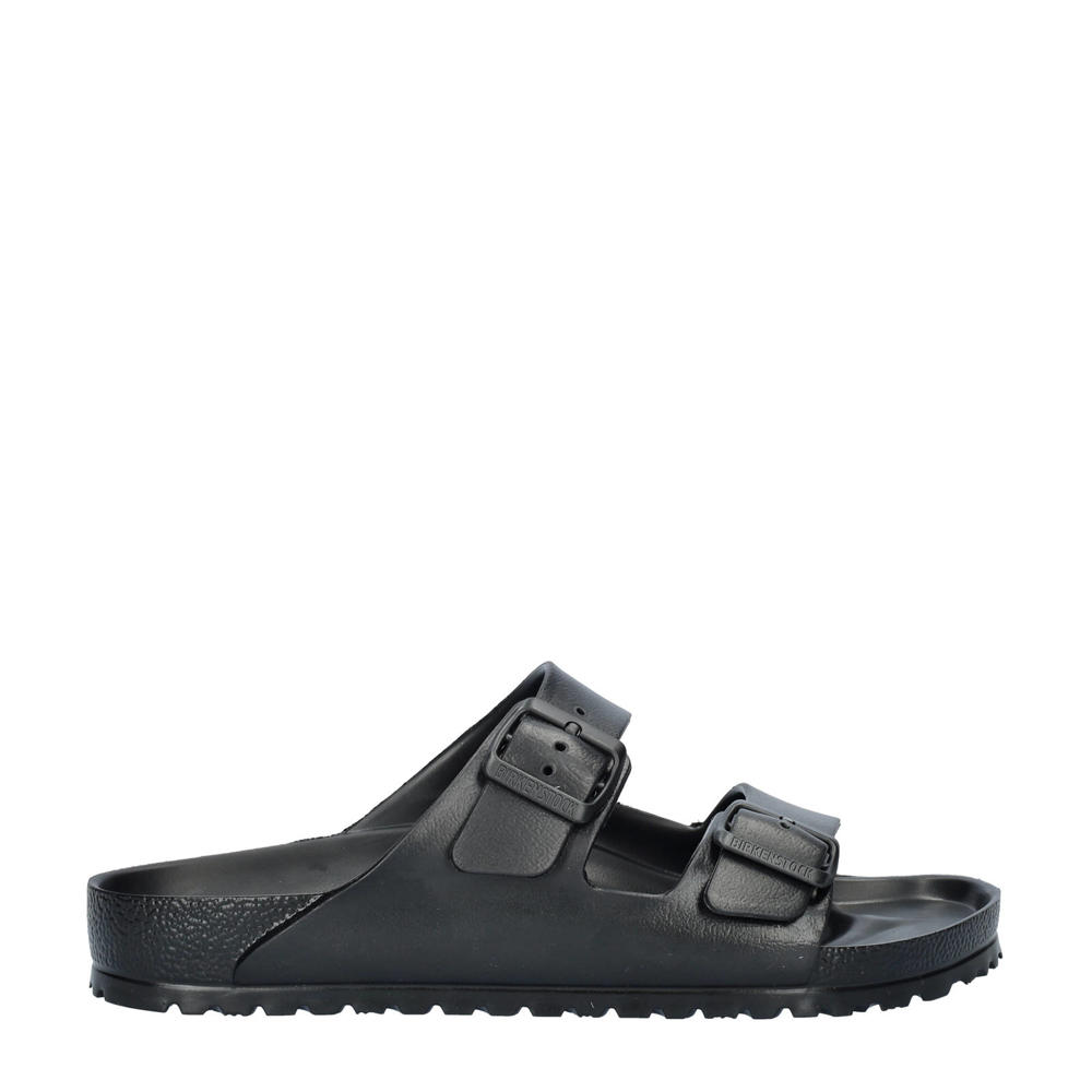 Zwarte heren Birkenstock Arizona Eva slippers van imitatieleer met effen