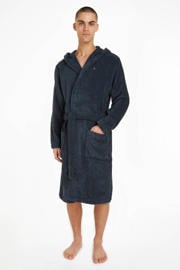 thumbnail: Tommy Hilfiger badstof badjas met capuchon donkerblauw